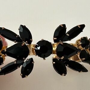 5/$100 Elegant Black rhinestone  and Gold adjustable Bracelet